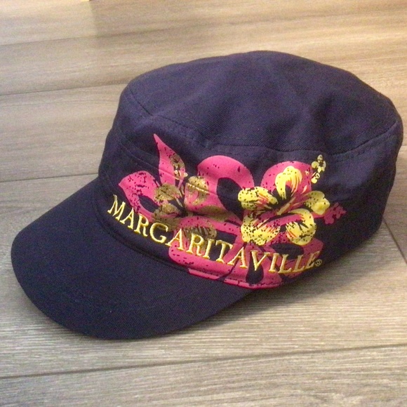 💐Margaritaville Cotton Denim Floral Hat Navy - Picture 1 of 5